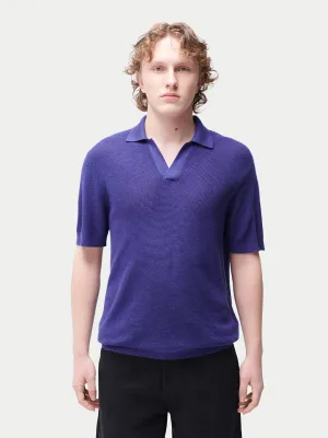 Open Collar Cashmere Silk Polo Shirt