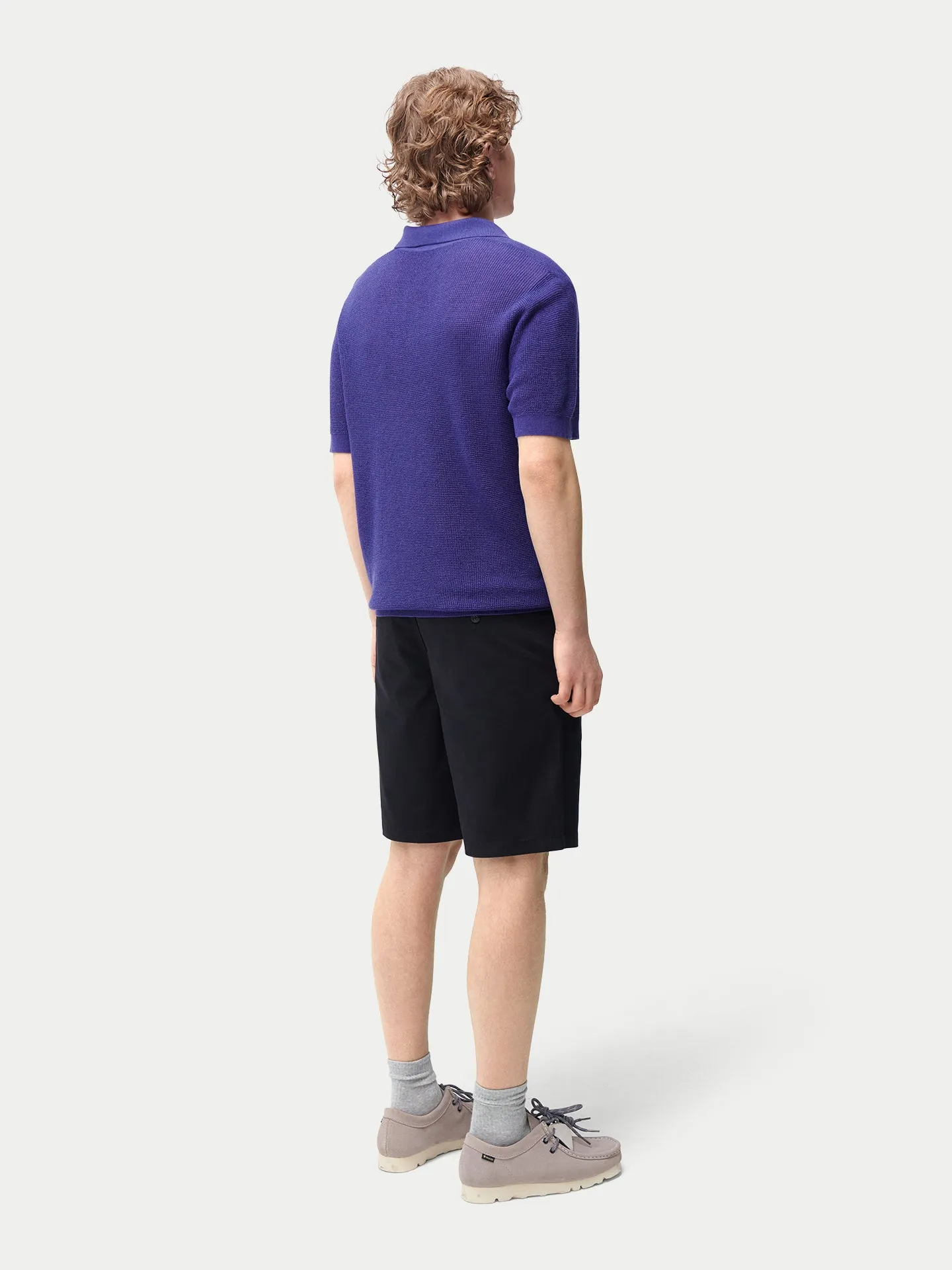 Open Collar Cashmere Silk Polo Shirt