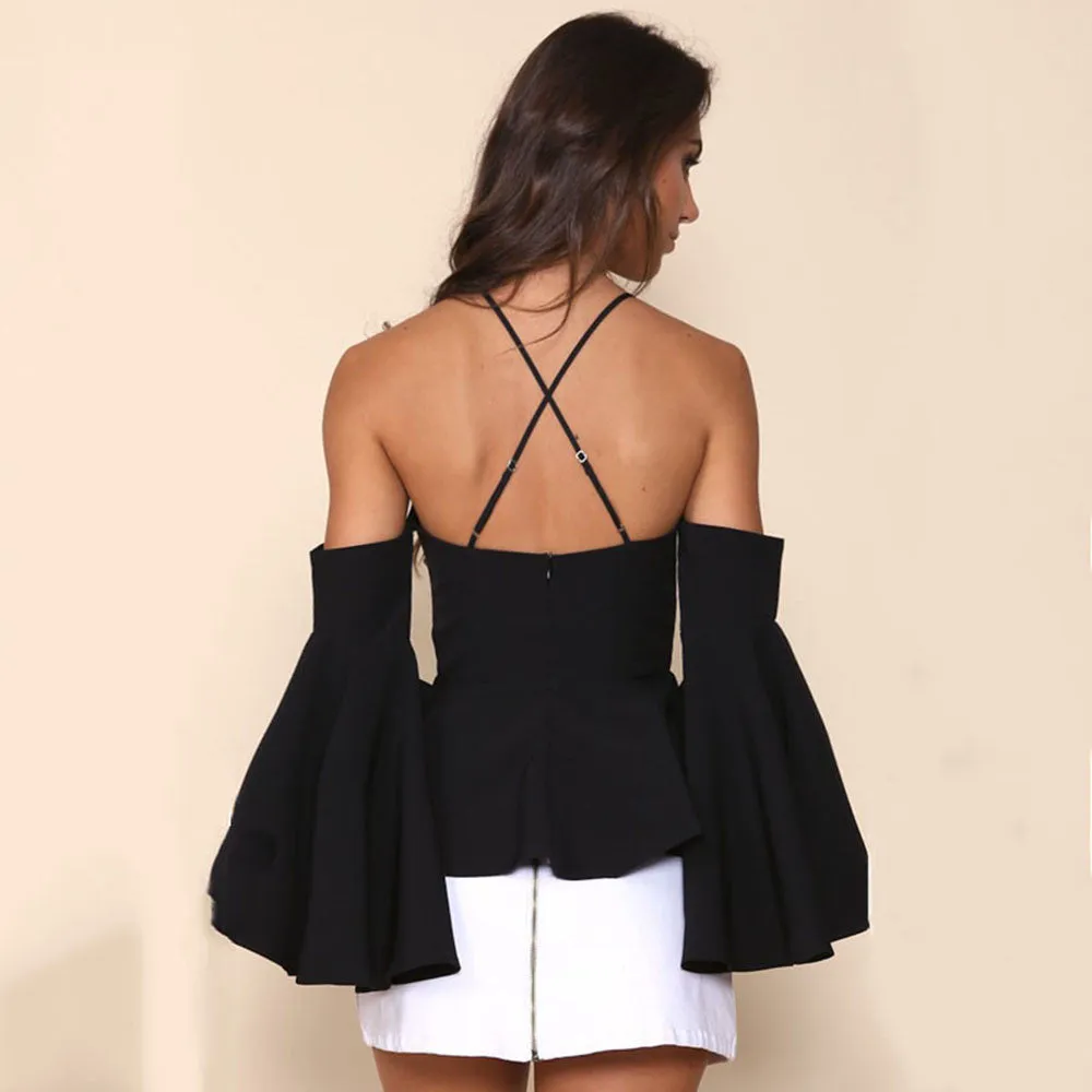Pattie Black Bell Sleeve Top