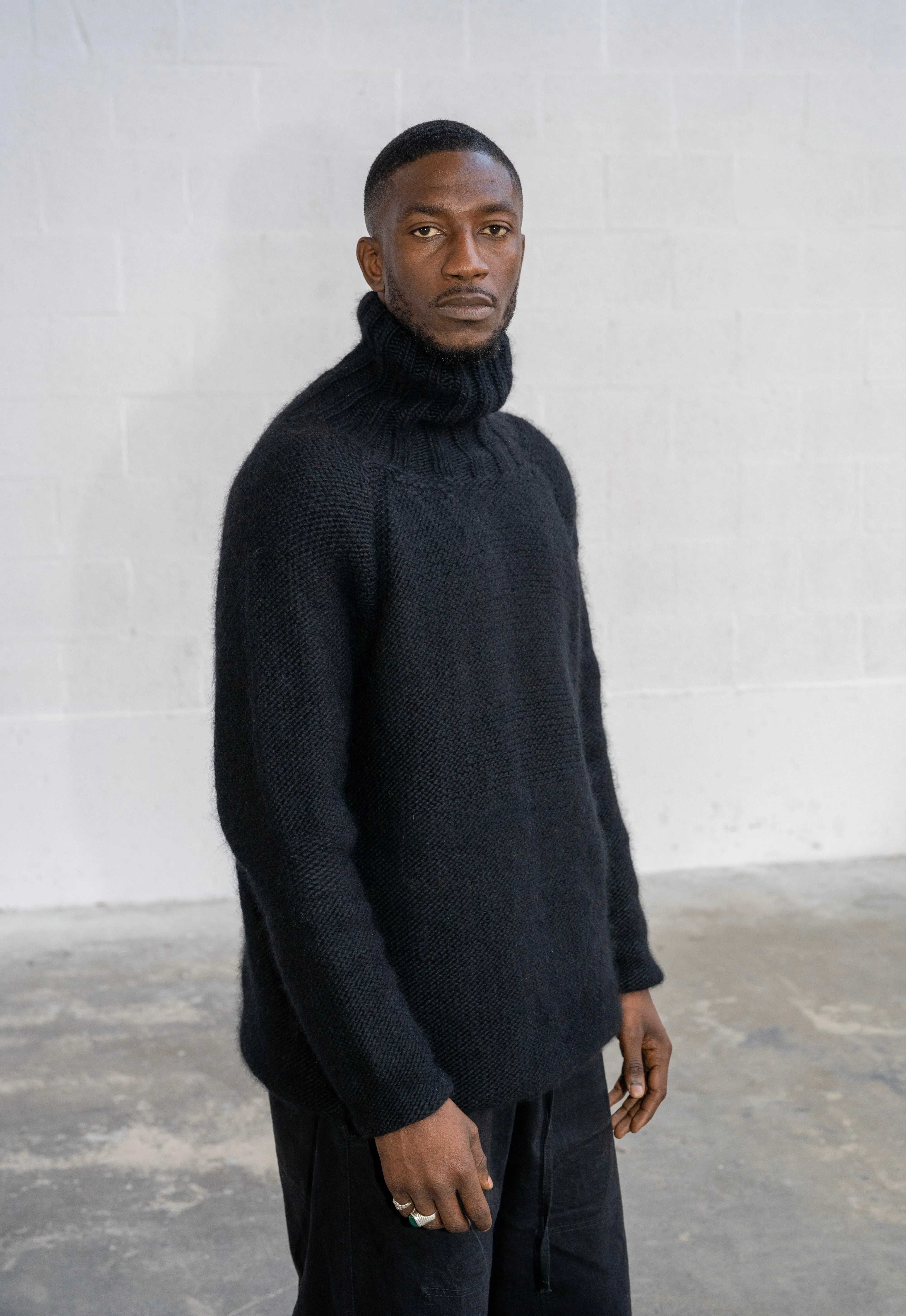 PER DEN BOER Handknitted Rollneck Merino Black