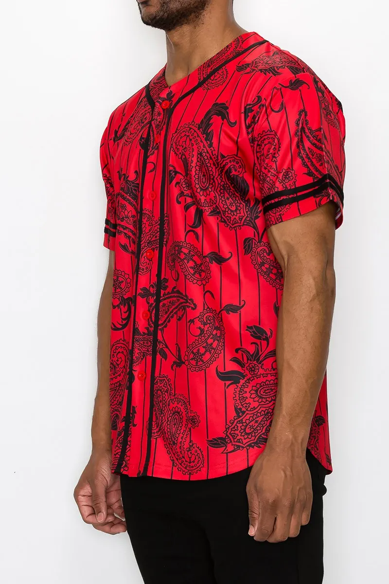 Pinstripe Bandana Baseball Jersey - Red