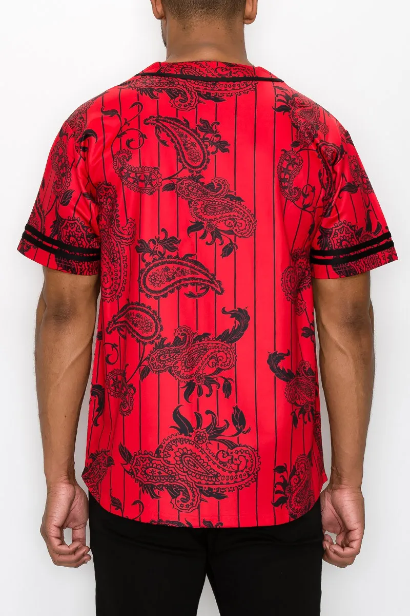 Pinstripe Bandana Baseball Jersey - Red