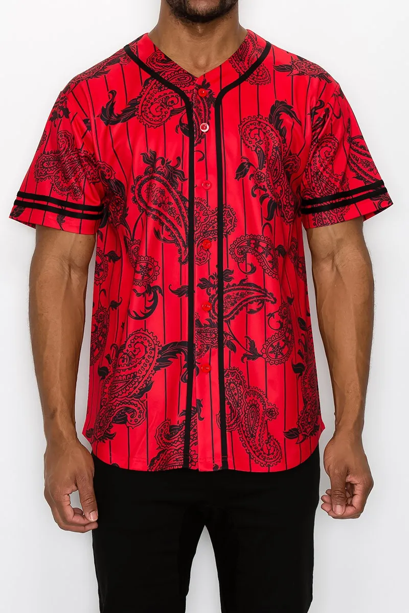 Pinstripe Bandana Baseball Jersey - Red