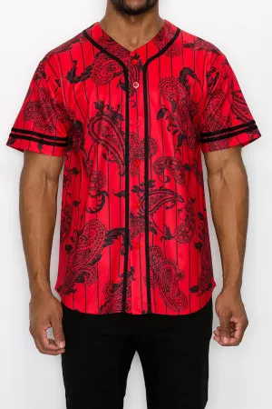 Pinstripe Bandana Baseball Jersey - Red