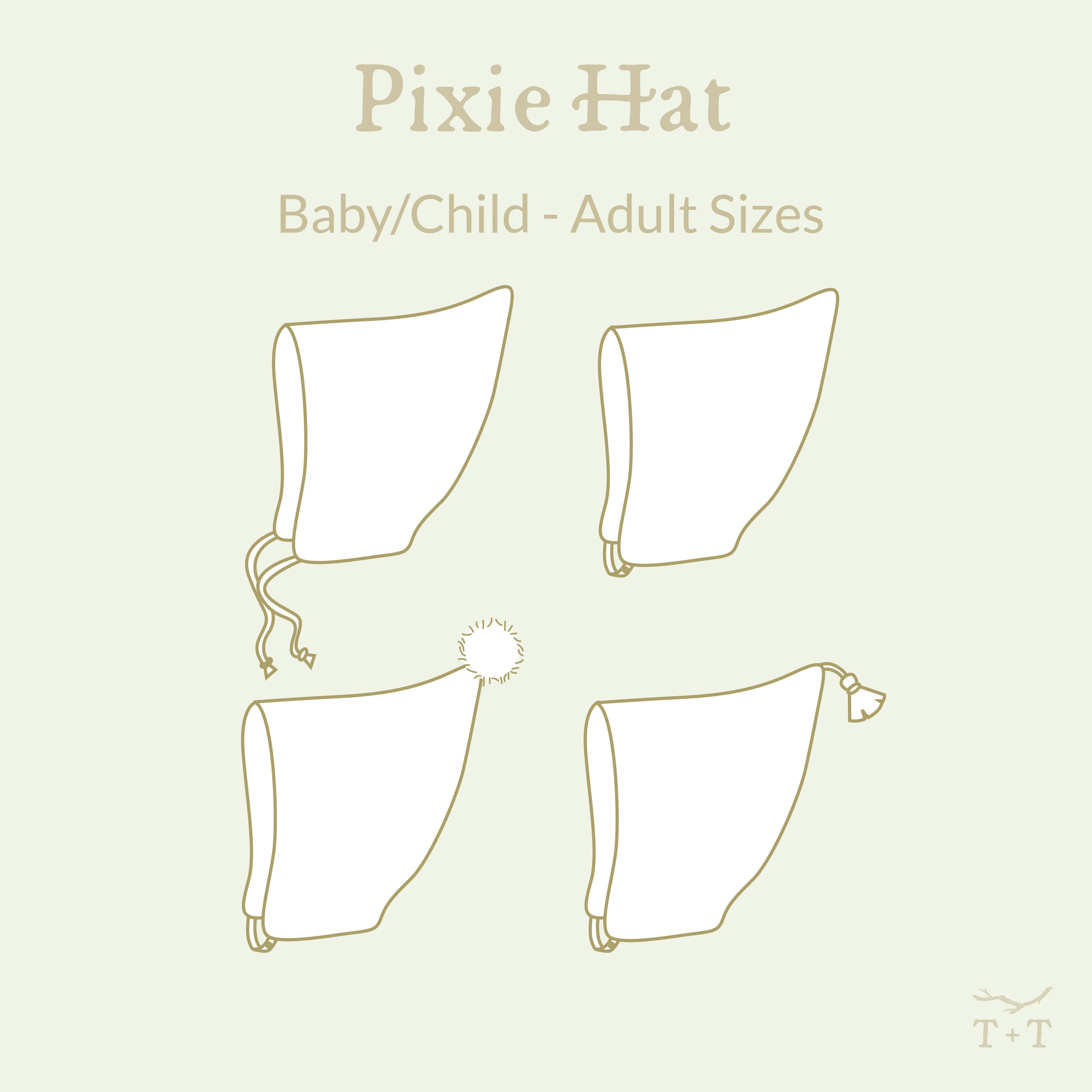 Pixie Hat Sewing Pattern - Baby, Child   Adult