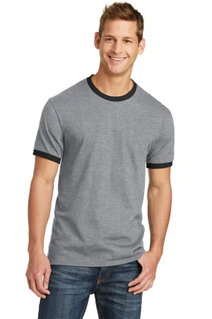 Port & Company Core Cotton Ringer Tee.  PC54R Athletic Heather/ Jet Black
