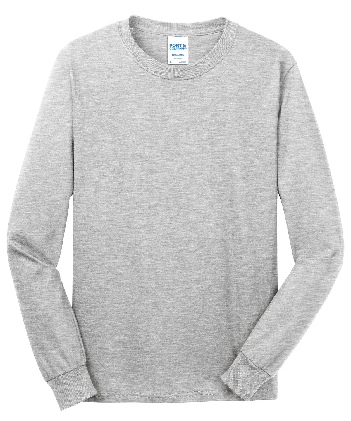 Port & Company Long Sleeve Core Cotton Tee. PC54LS Ash