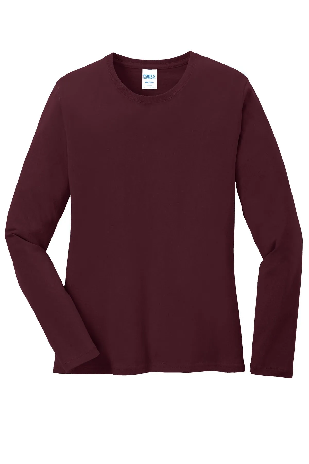 Port & Company Women's Long Sleeve Core Cotton Tee. LPC54LS Athletic Maroon