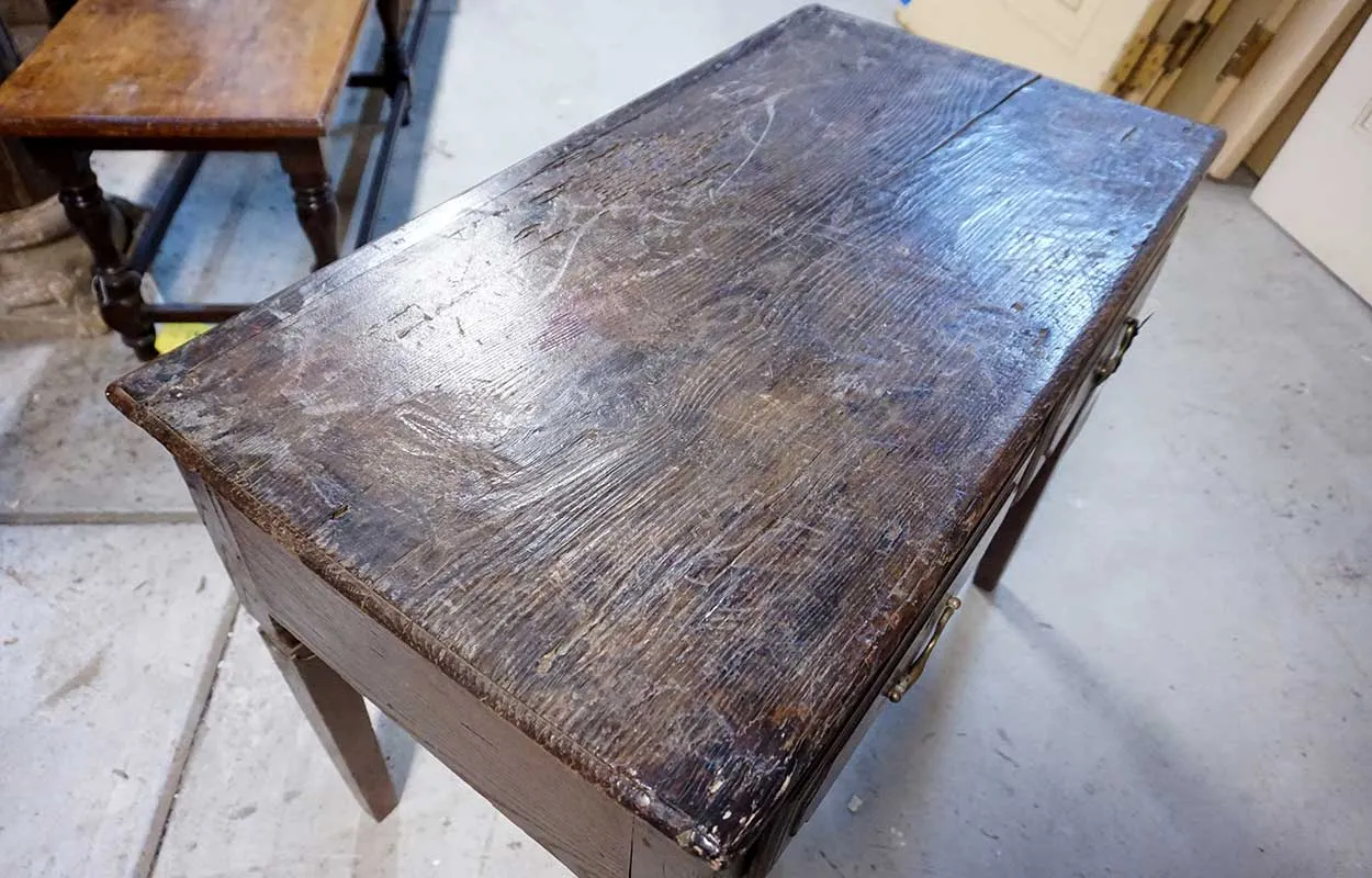 Portuguese Chestnut Two-Drawer Side Table