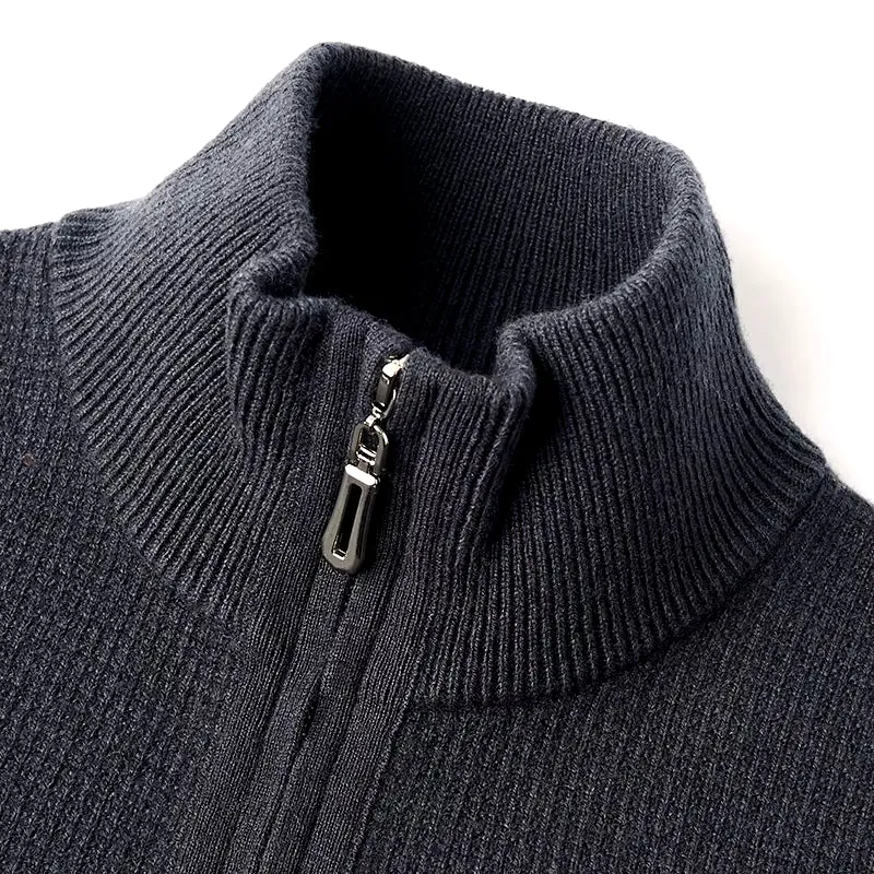 Premium Men Zipper Jumper 100% Cashmere Wool Sweater Pullover