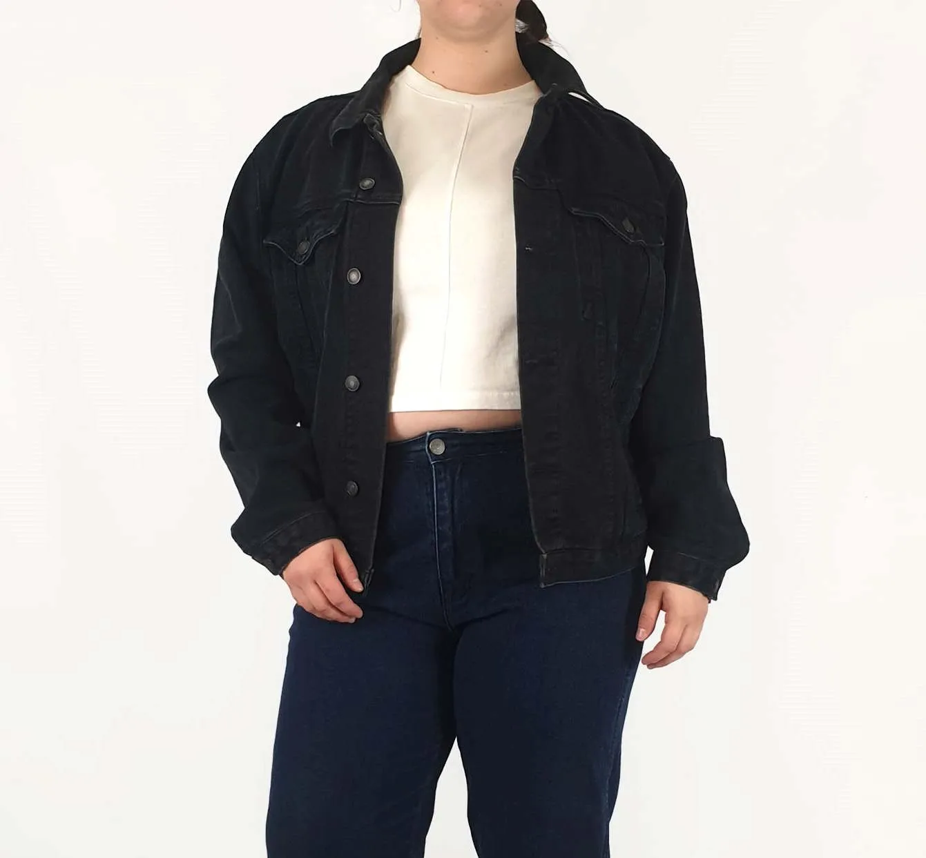 Princess Polly black denim jacket size S/M (best fits 14-16)