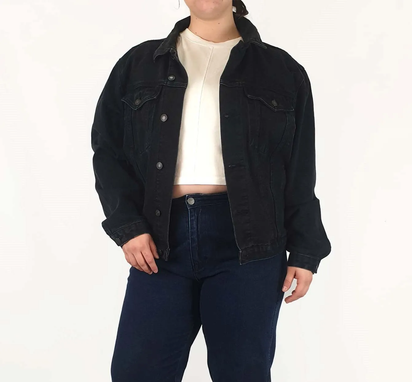 Princess Polly black denim jacket size S/M (best fits 14-16)