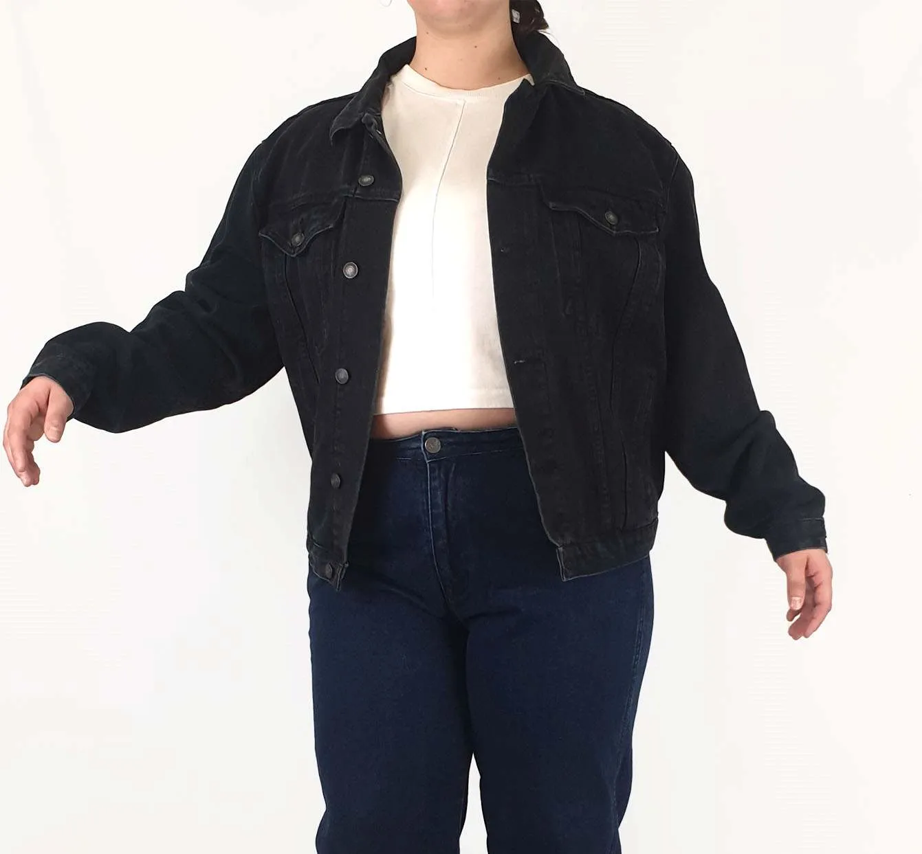 Princess Polly black denim jacket size S/M (best fits 14-16)