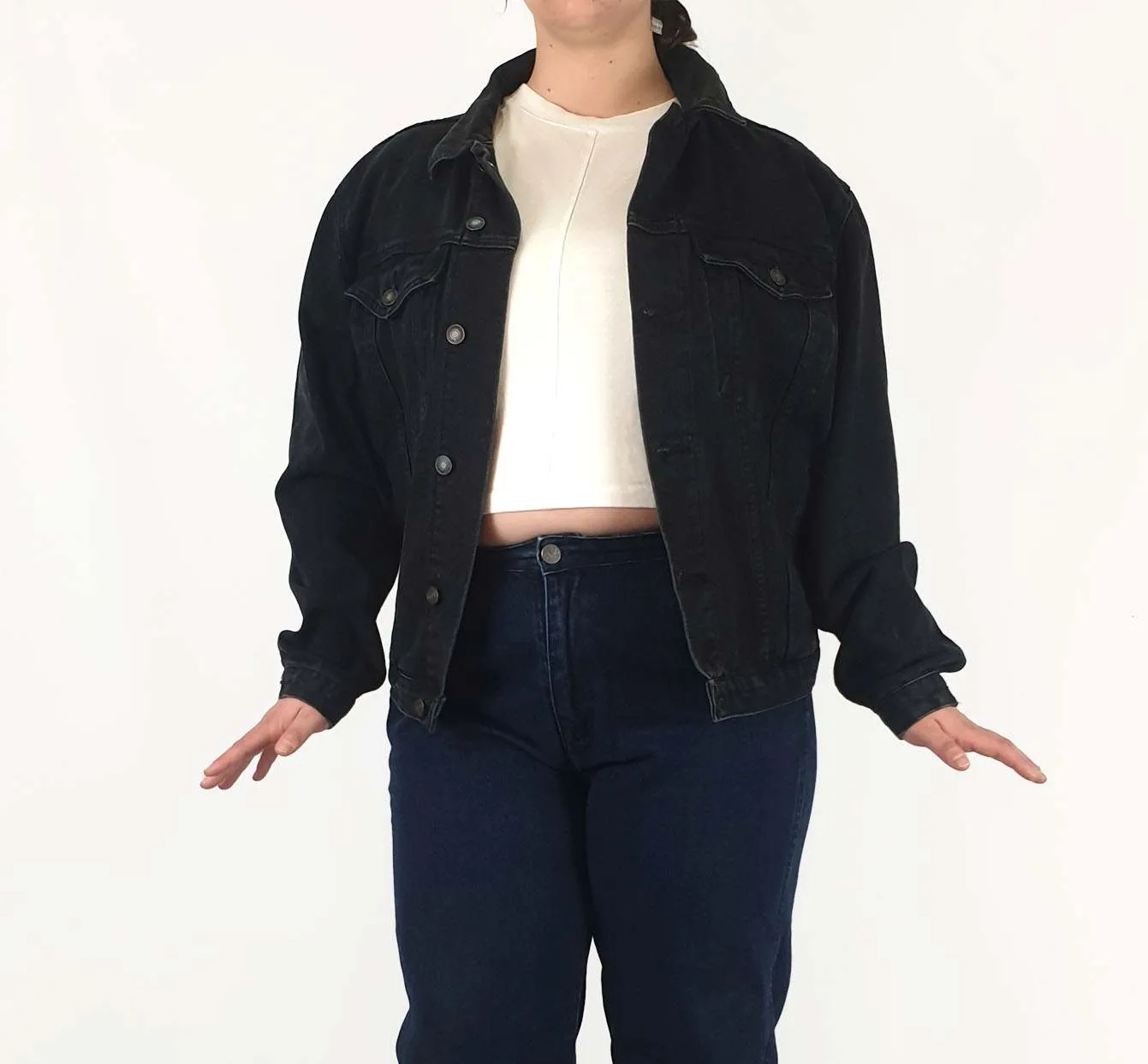 Princess Polly black denim jacket size S/M (best fits 14-16)