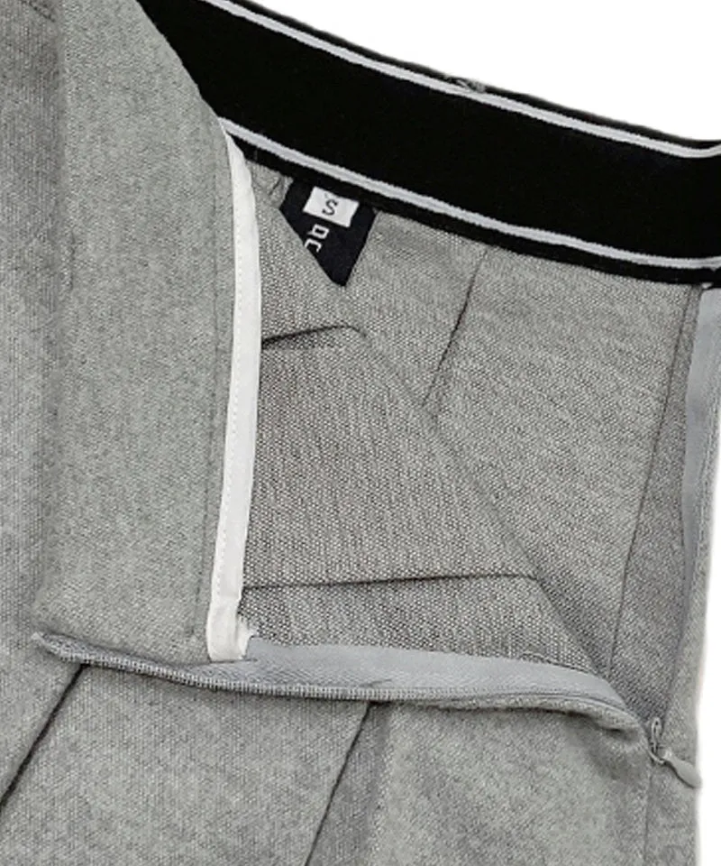 Q.C PLAY: Winter Fleece Woven Pleated A-Line Back Banding Skirt - Gray