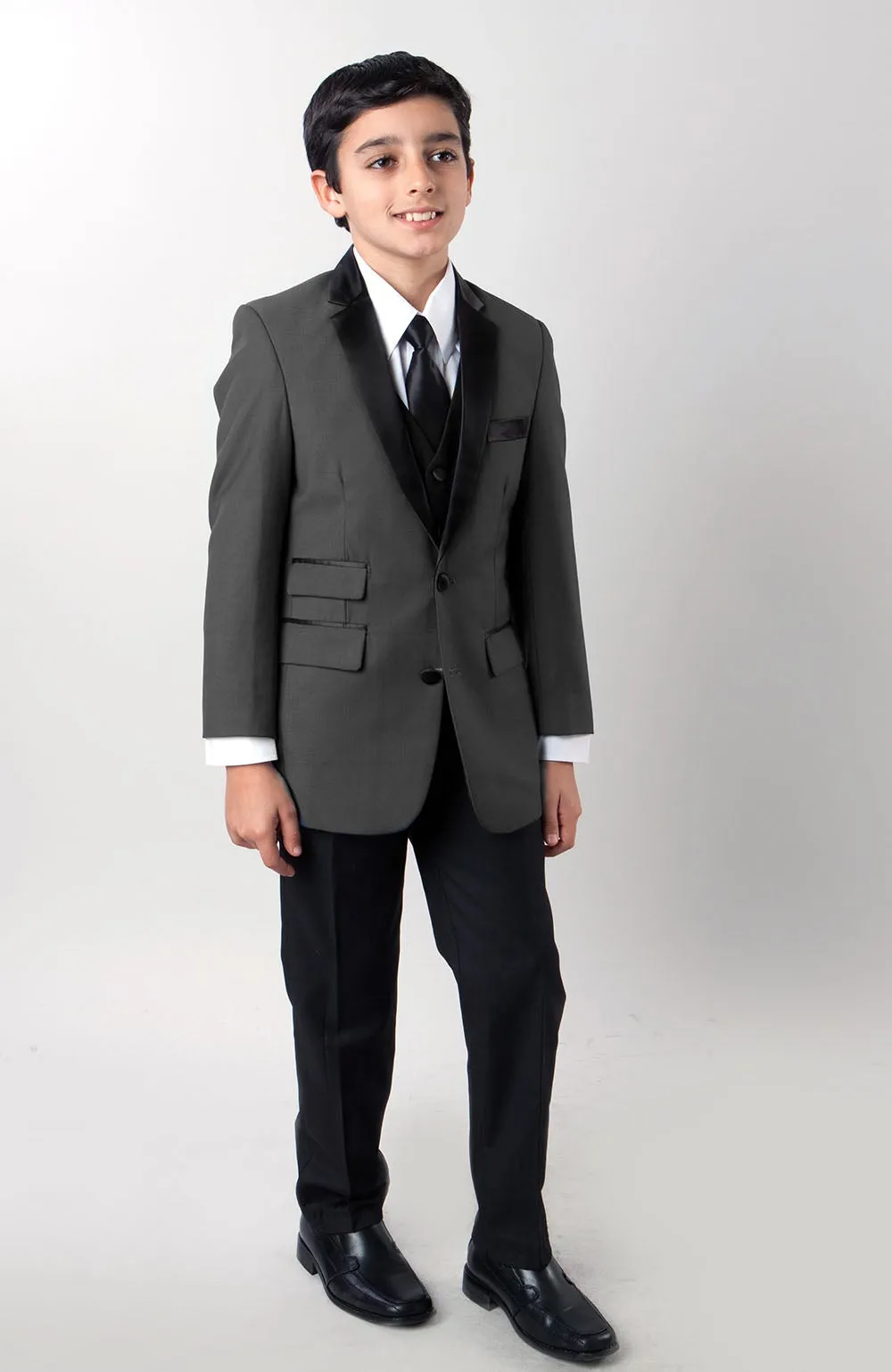 "Jason" Tazio Kids Charcoal 4-Piece Tuxedo