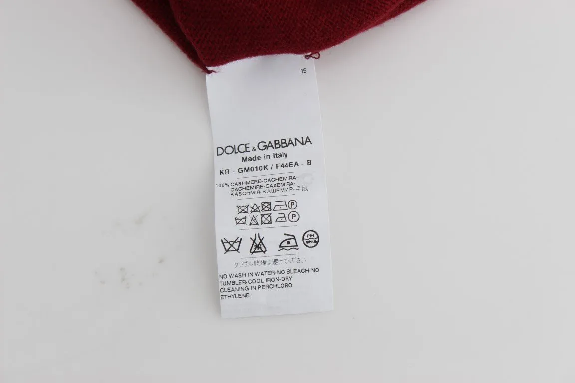 Red Cashmere Crew-neck Pullover Sweater