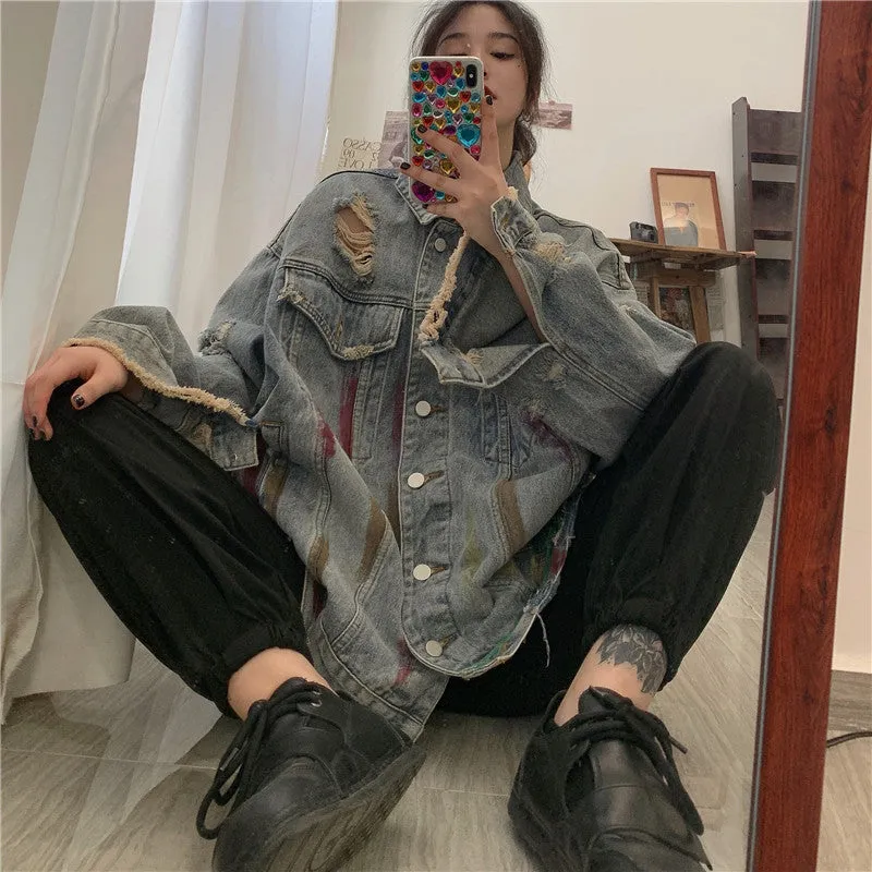 Set Of Ripped Jacket Denim Jacket ER5833