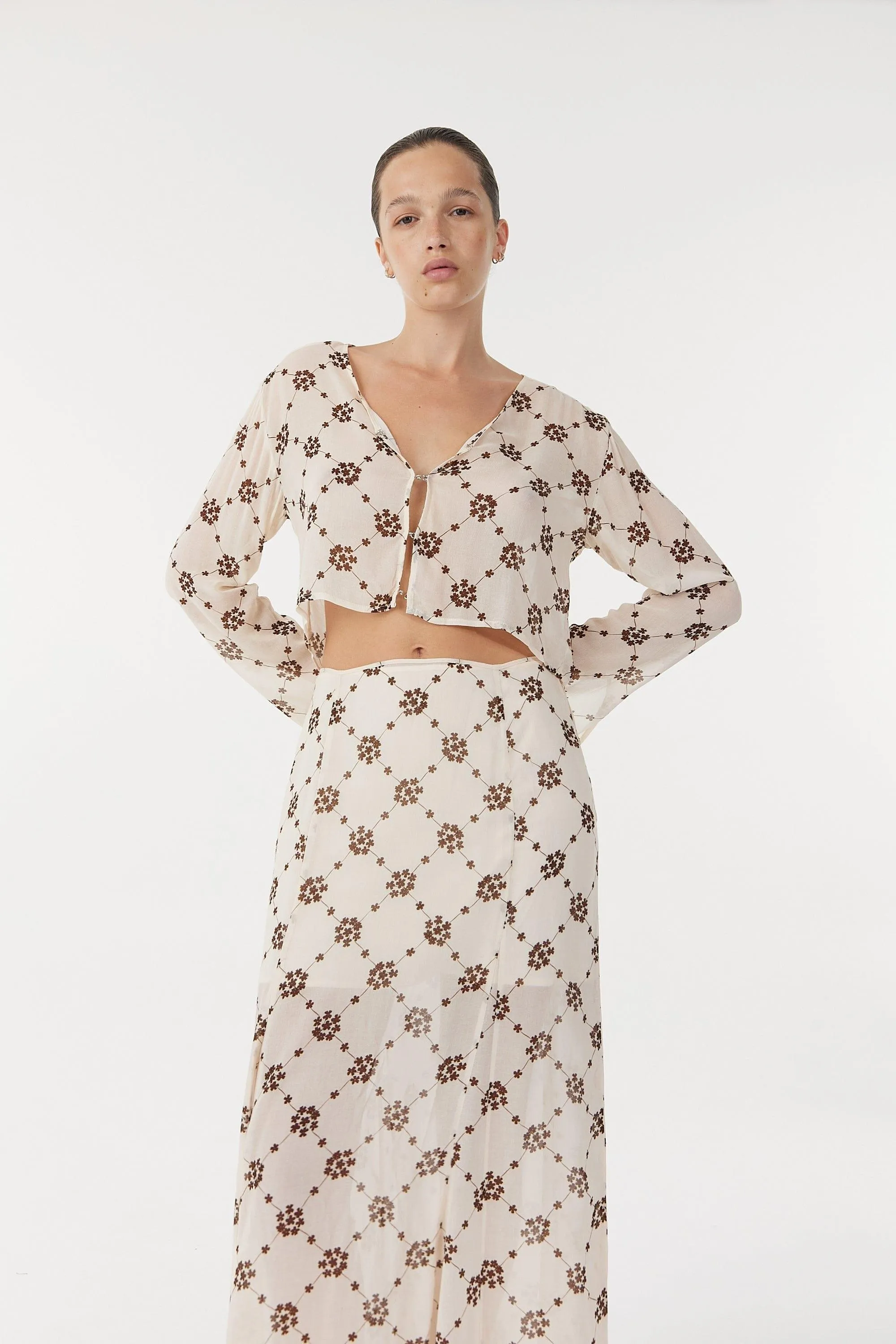 SHEER MOTION MAXI SKIRT | LINEAR BLOOM