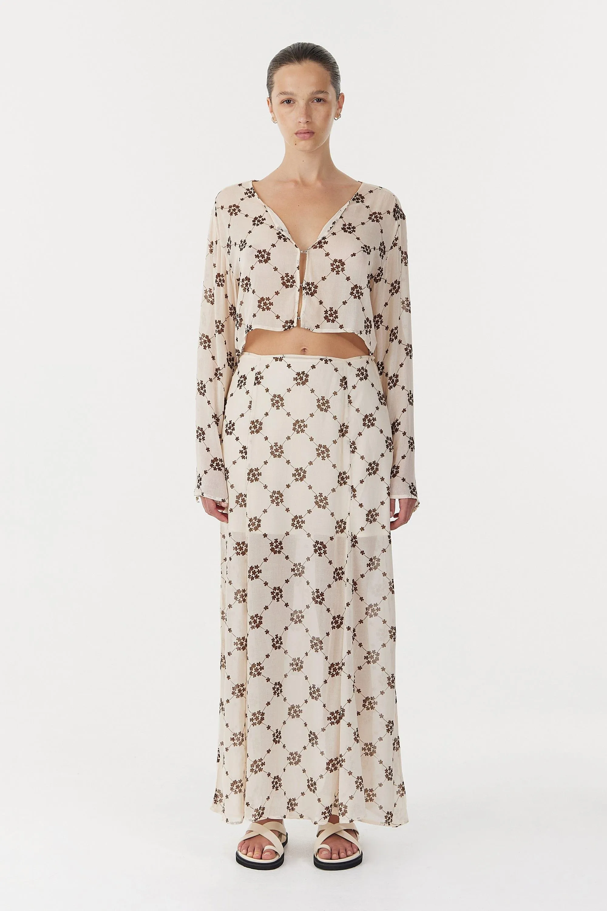 SHEER MOTION MAXI SKIRT | LINEAR BLOOM