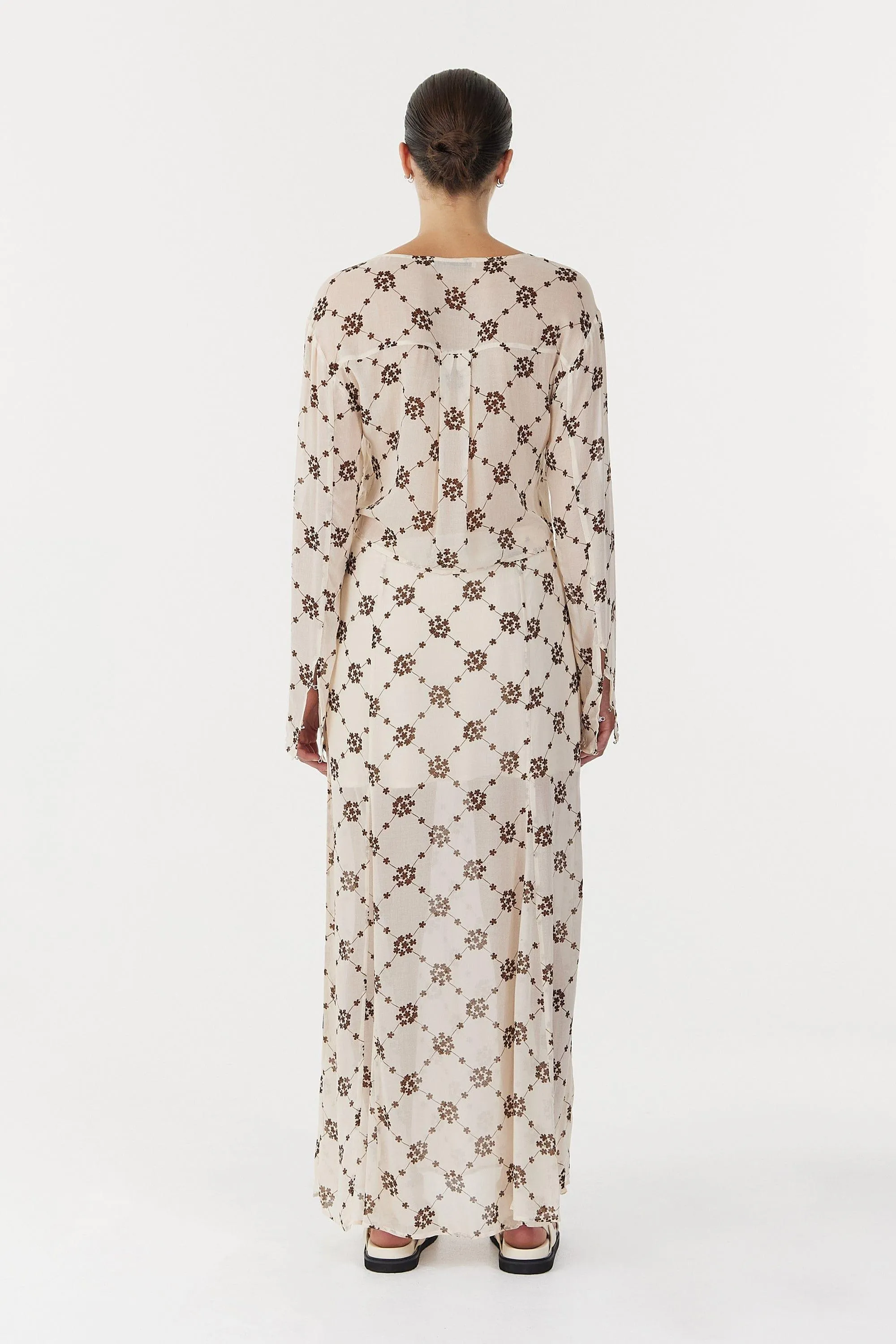 SHEER MOTION MAXI SKIRT | LINEAR BLOOM