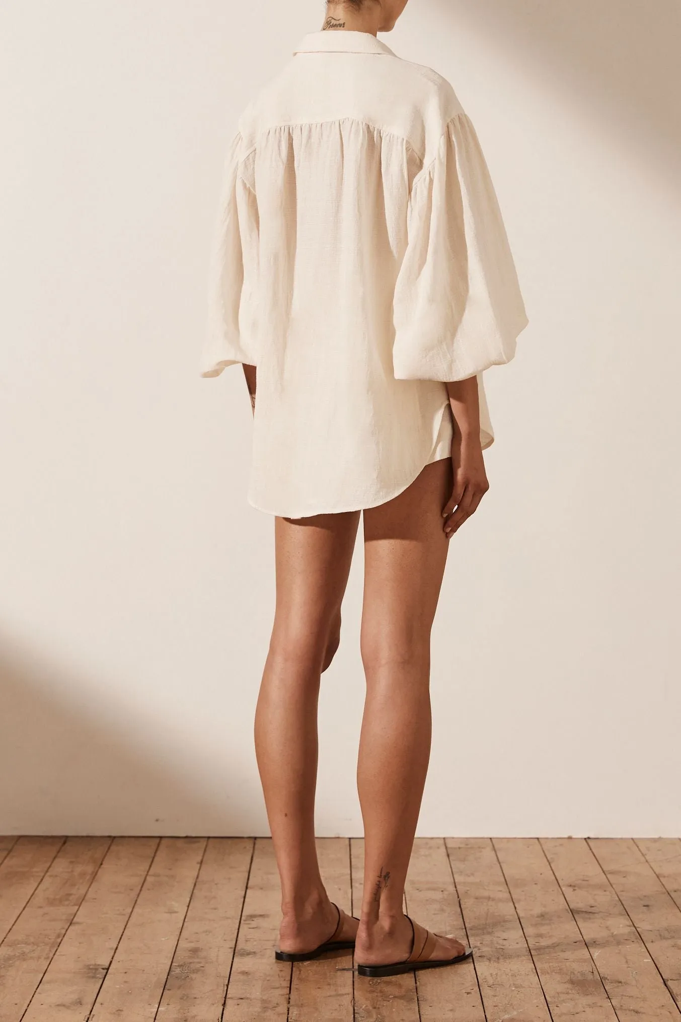Shona Joy Brigitte Balloon Sleeve Shirt - Tofu