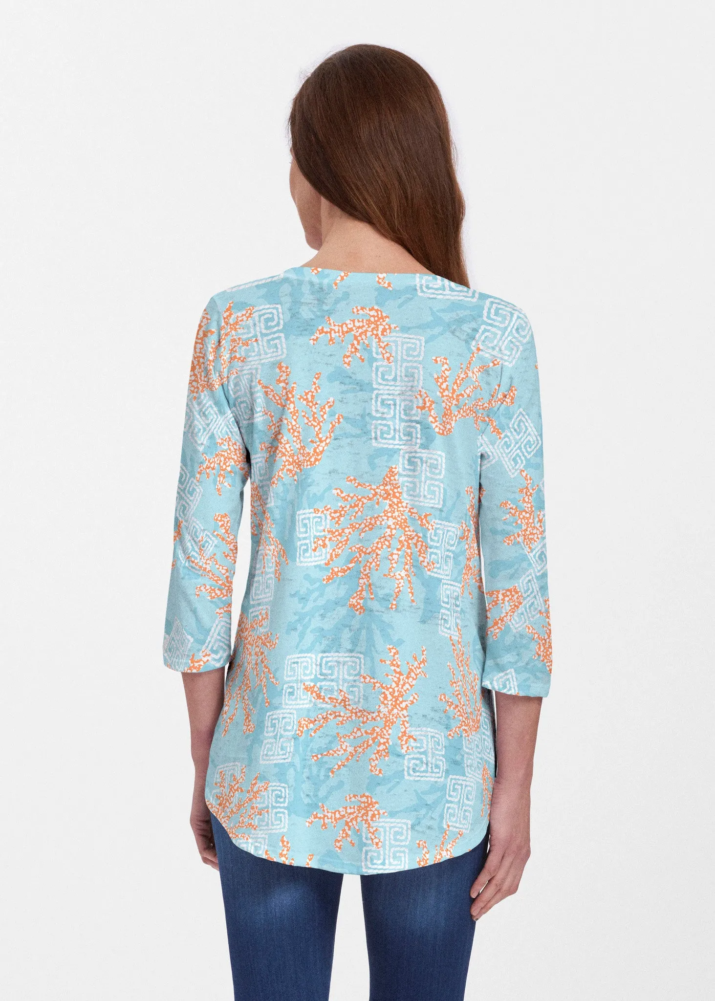 Shoreline Aqua (20332) ~ Signature V-neck Flowy Tunic