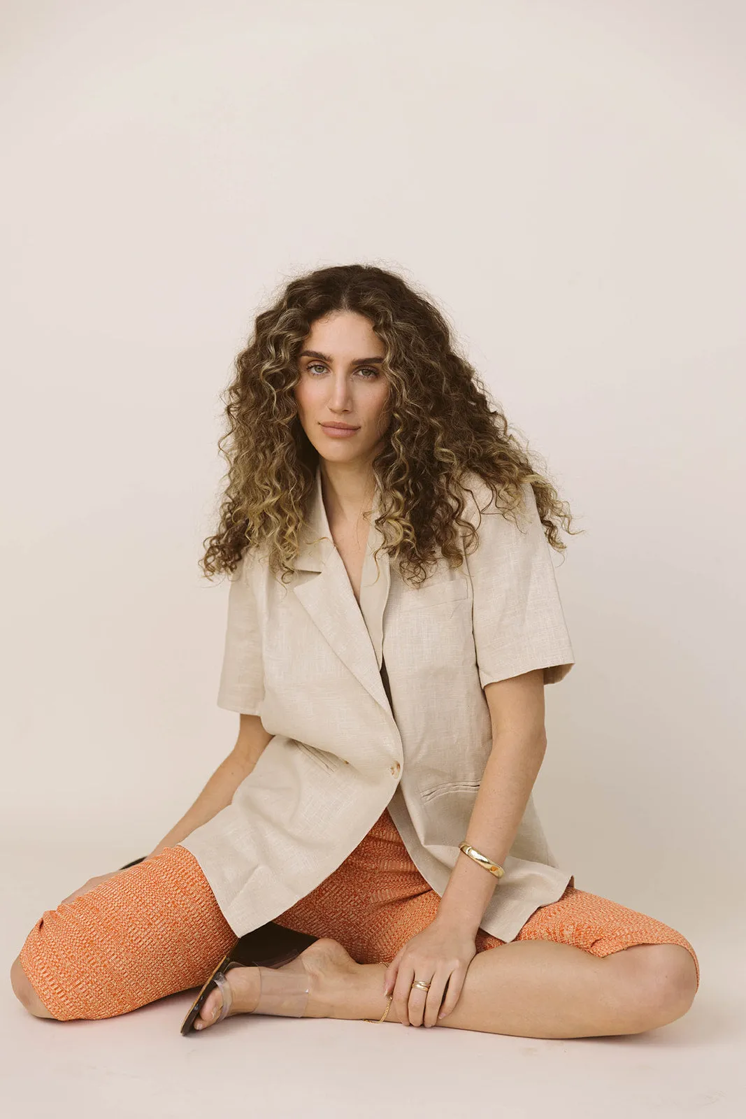 Short Sleeve Linen Blazer