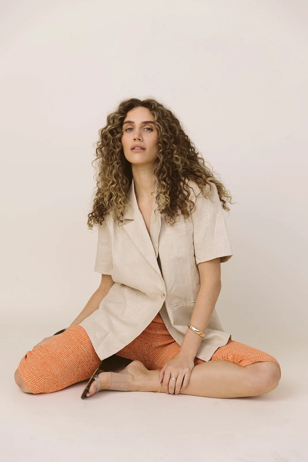 Short Sleeve Linen Blazer
