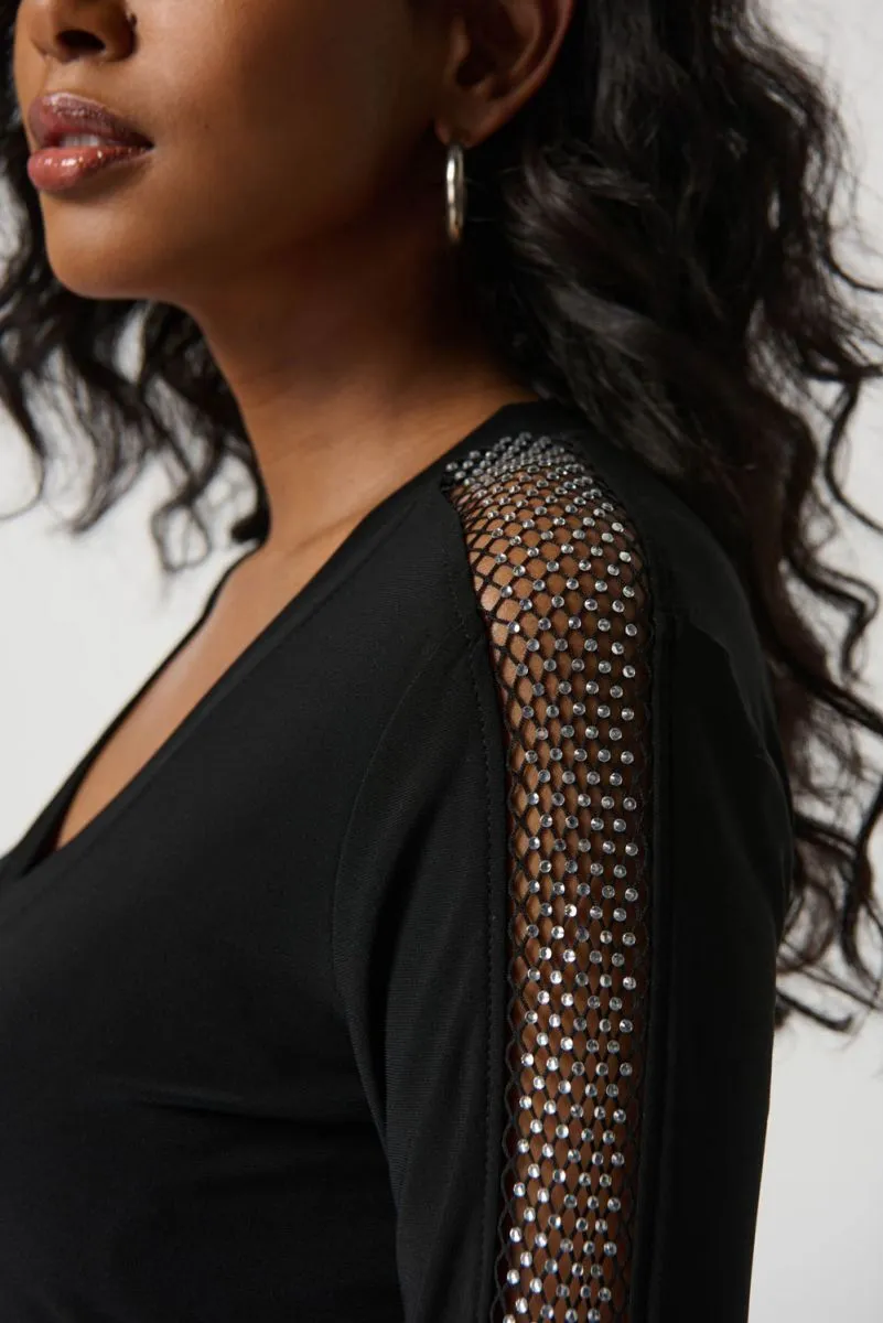 Silky Knit Top With Mesh Inserts Style 234278