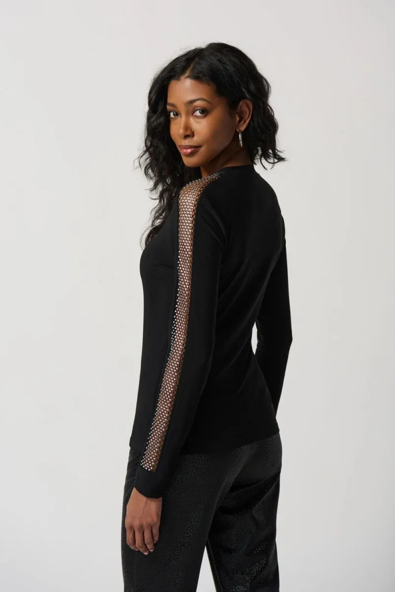 Silky Knit Top With Mesh Inserts Style 234278