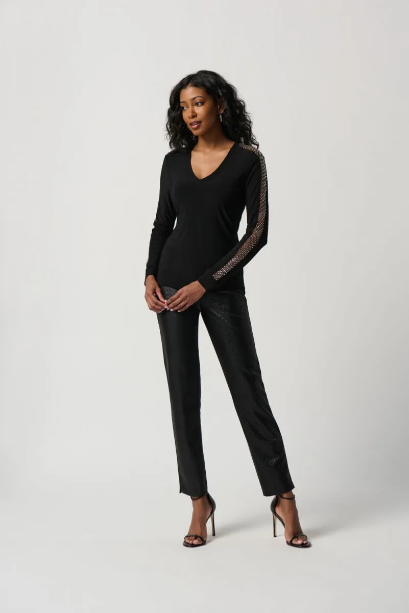 Silky Knit Top With Mesh Inserts Style 234278