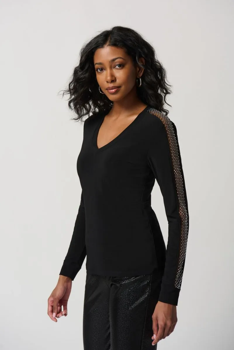 Silky Knit Top With Mesh Inserts Style 234278