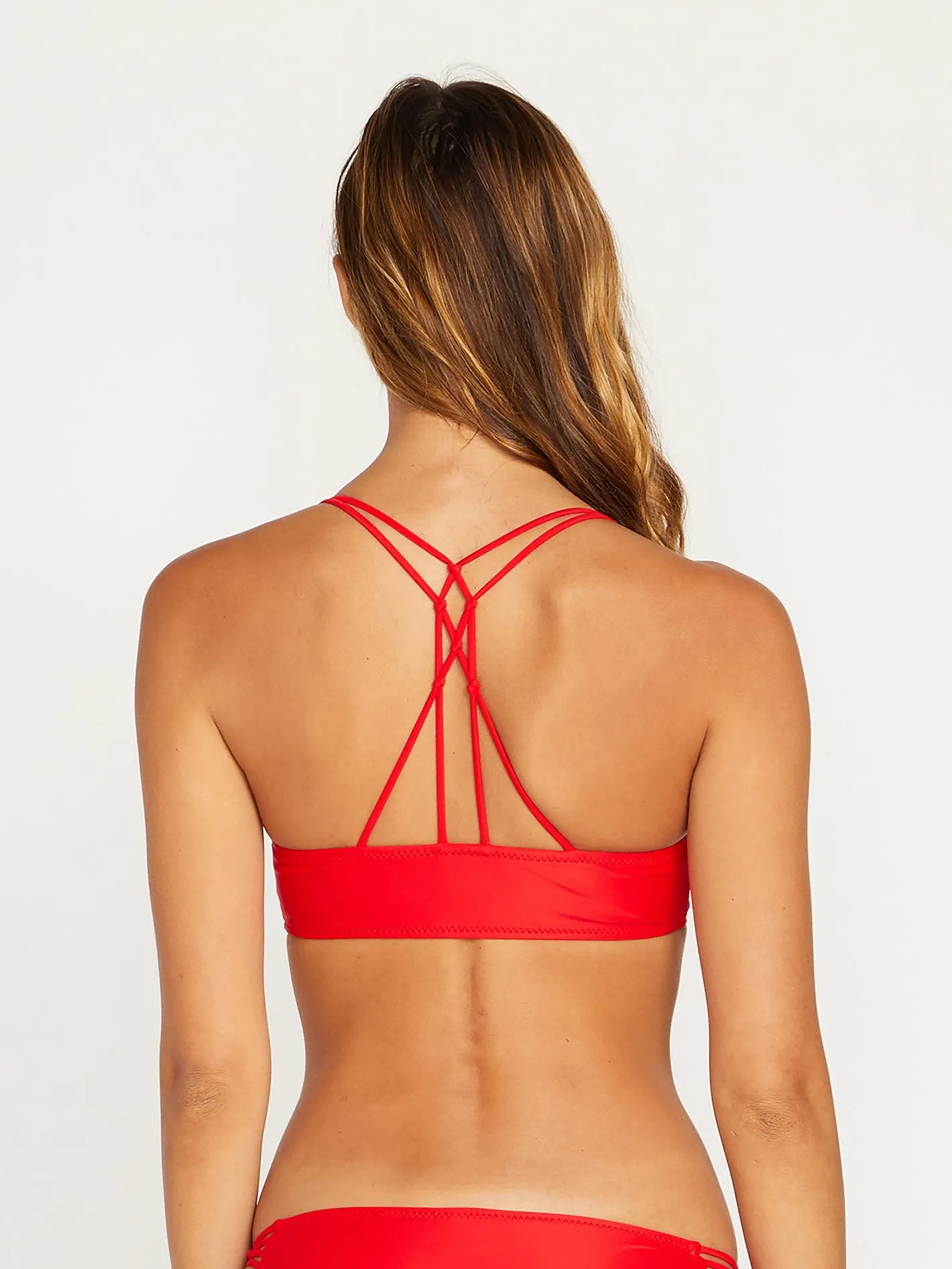 Simply Solid Vneck Bikini Top - CANDY APPLE
