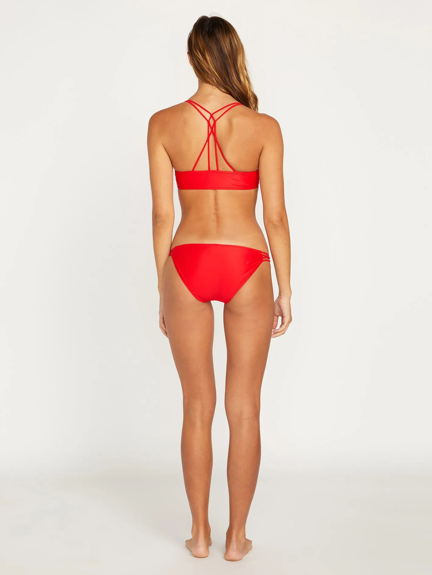 Simply Solid Vneck Bikini Top - CANDY APPLE