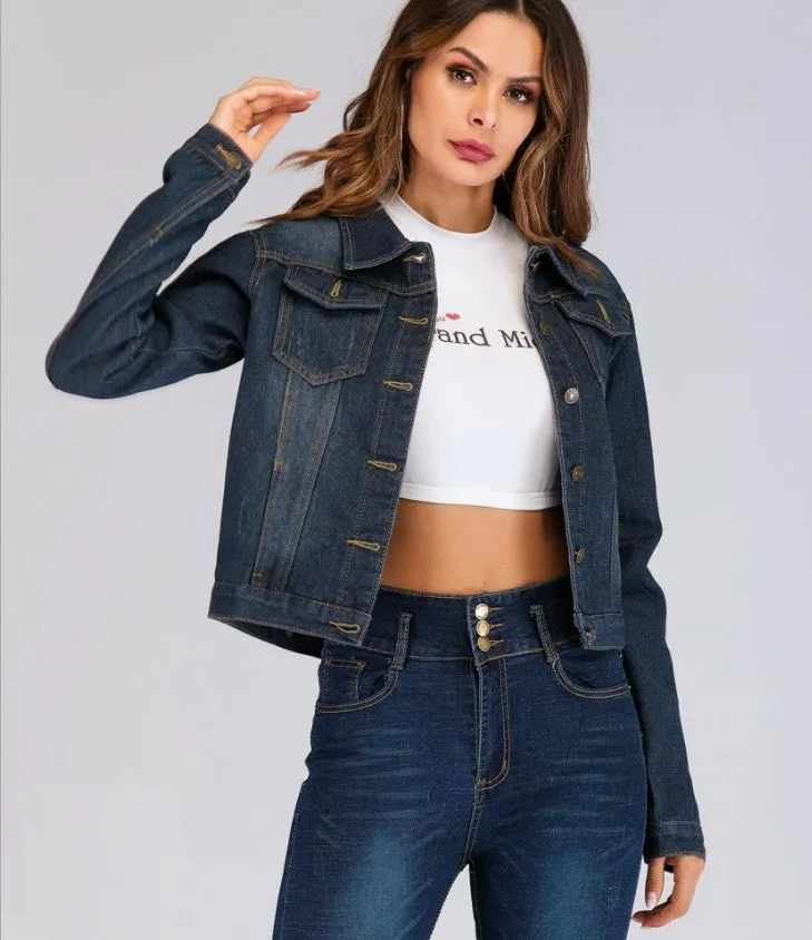 Slim Denim Jacket – Short, Loose-Fit Stylish Outerwear