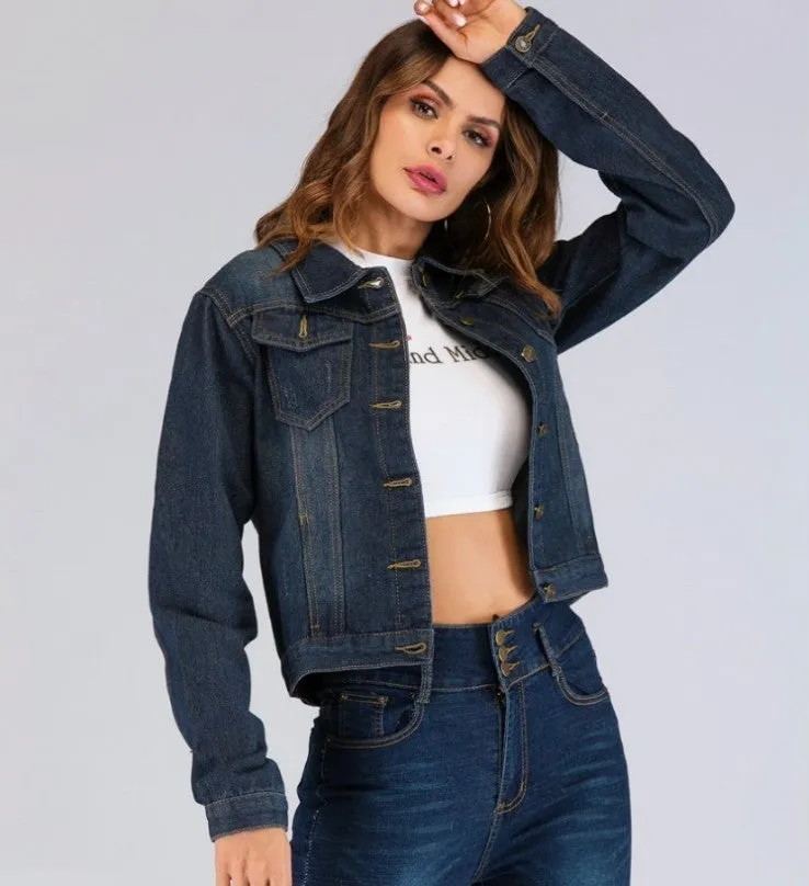 Slim Denim Jacket – Short, Loose-Fit Stylish Outerwear