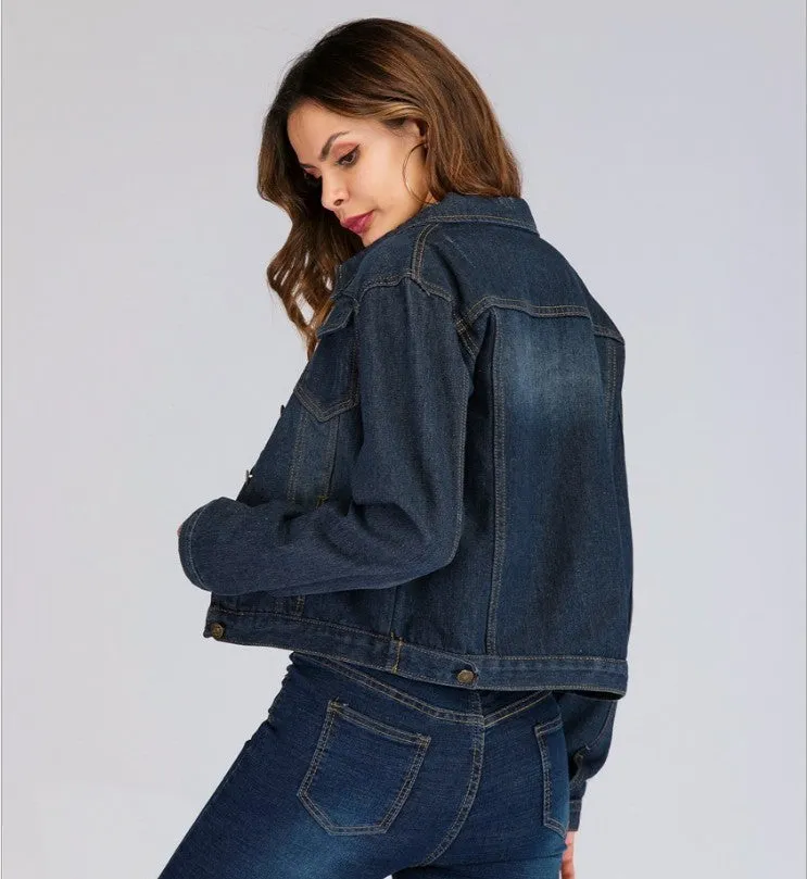 Slim Denim Jacket – Short, Loose-Fit Stylish Outerwear