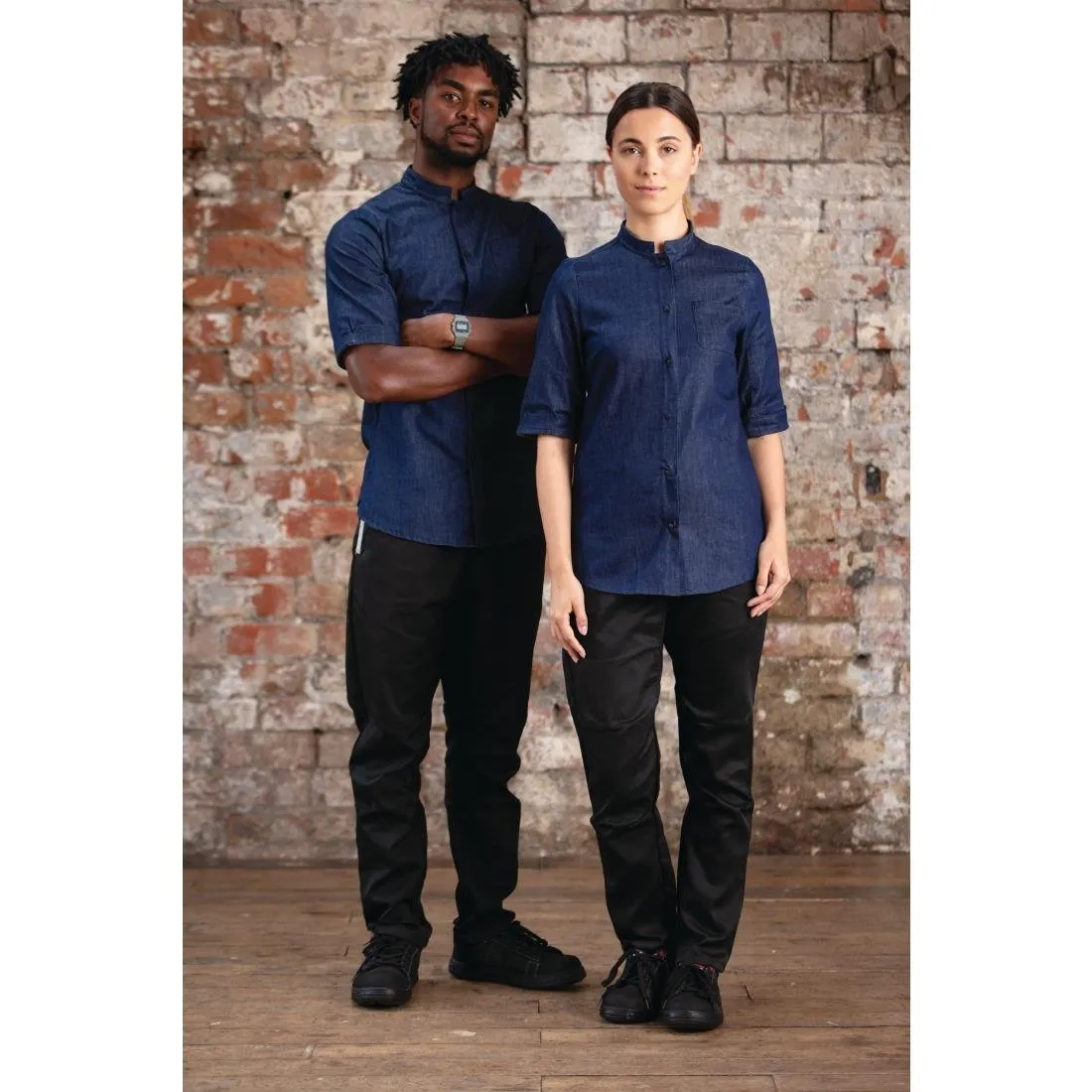 Southside NY Kings Mens Denim Lightweight Chefs Shirt L