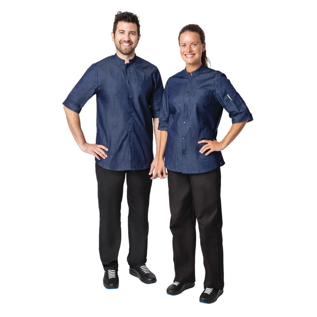 Southside NY Kings Mens Denim Lightweight Chefs Shirt L