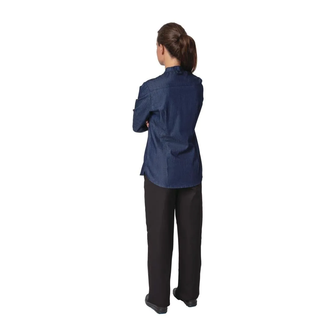 Southside NY Queens Womens Denim Lightweight Chefs Shirt S