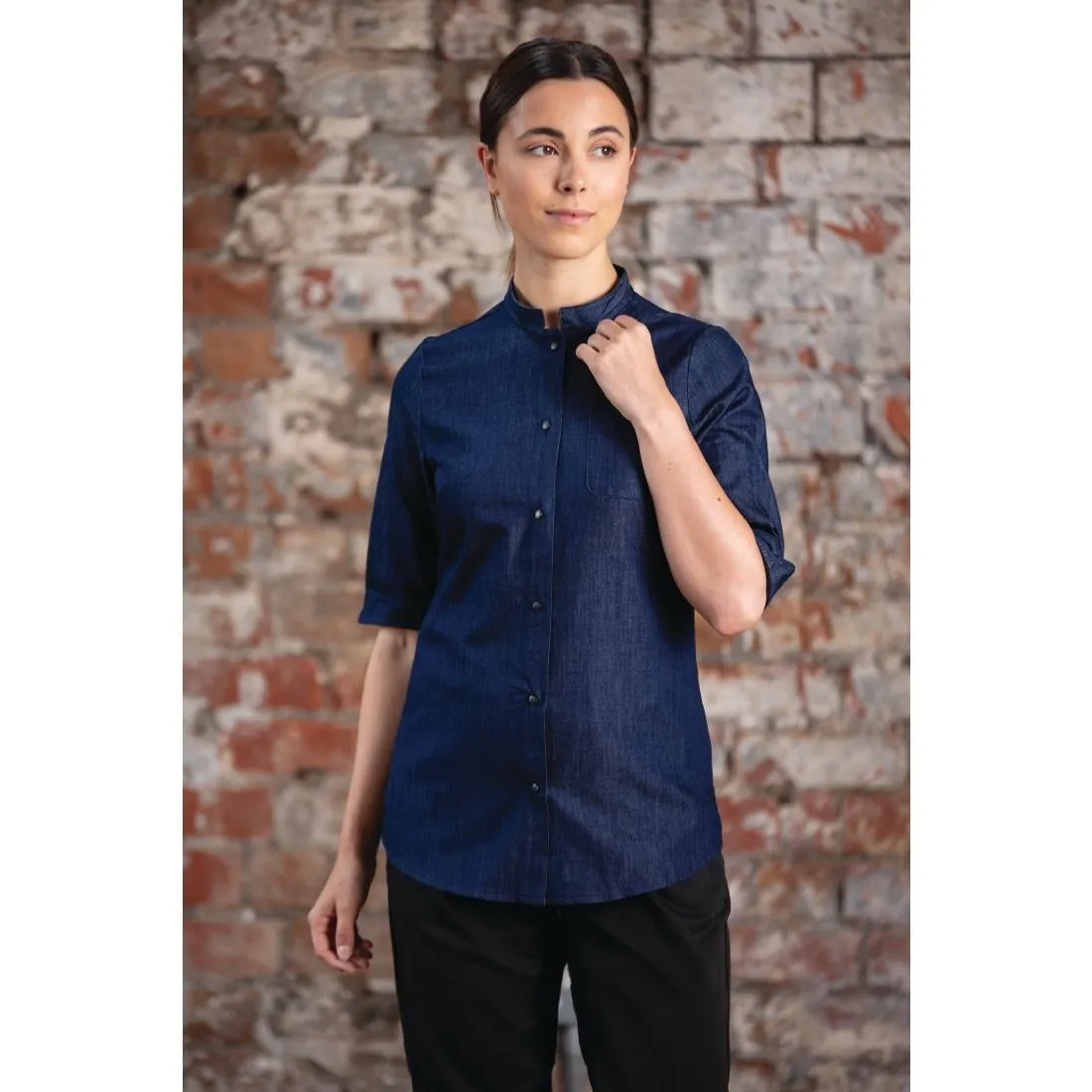 Southside NY Queens Womens Denim Lightweight Chefs Shirt S