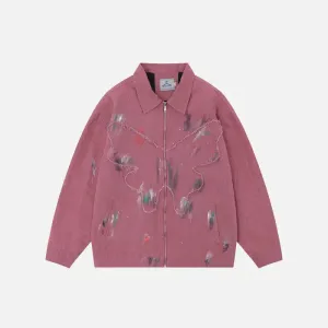 Splash Ink Embroidered Butterfly Y2K Denim Jacket