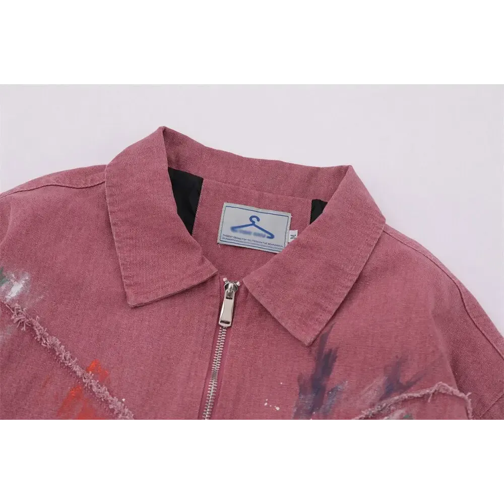 Splash Ink Embroidered Butterfly Y2K Denim Jacket