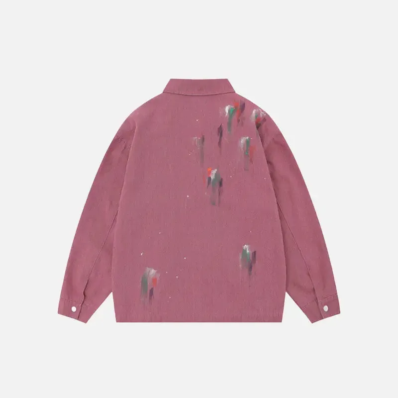 Splash Ink Embroidered Butterfly Y2K Denim Jacket