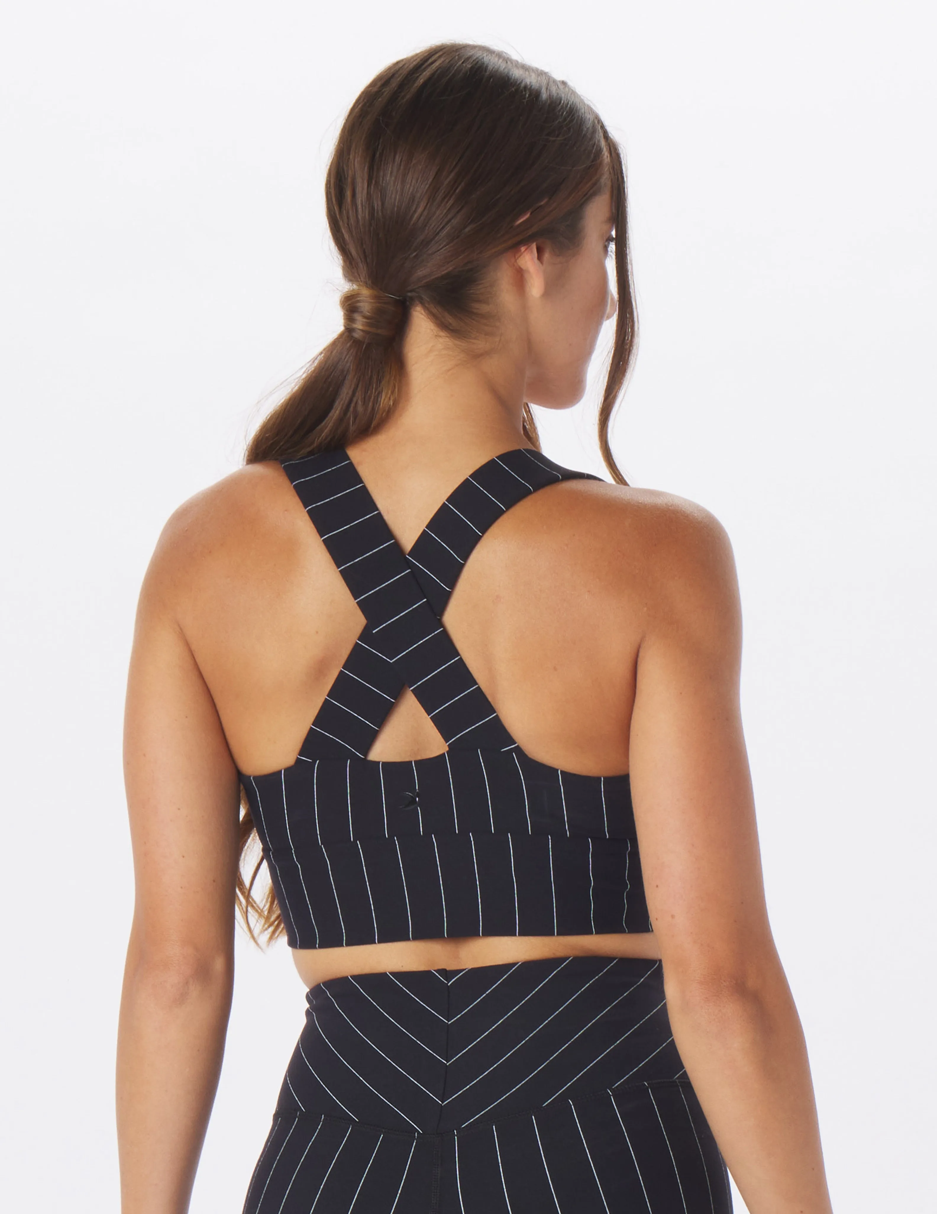 Stability Bra: Black/White Pin Stripe