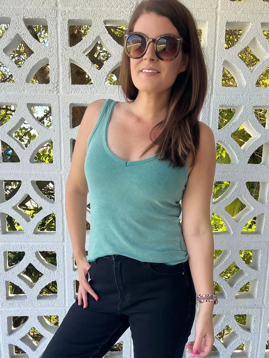 Stay Easy Tank In Aqua