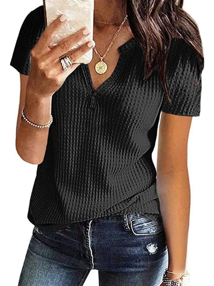 Stunncal V-Neck Solid Color T-Shirt (16 colors)