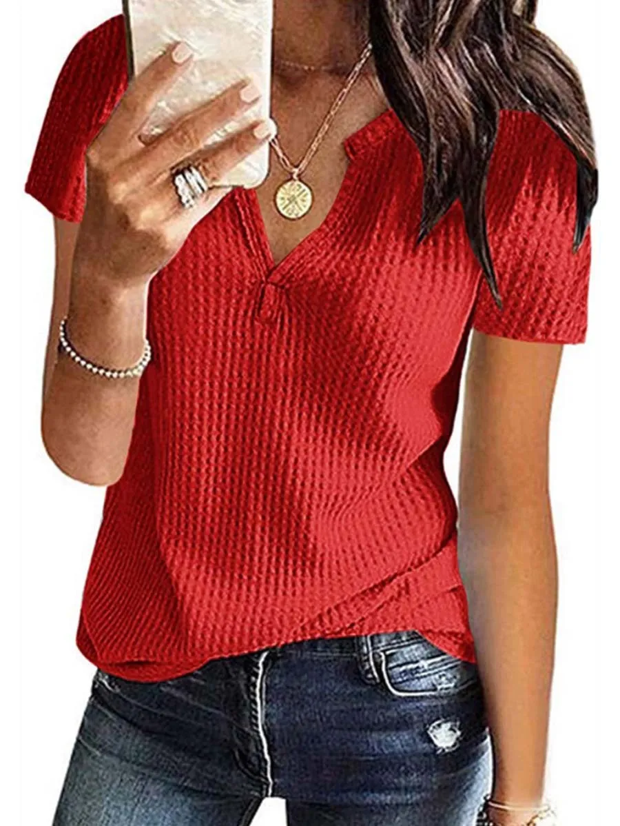 Stunncal V-Neck Solid Color T-Shirt (16 colors)