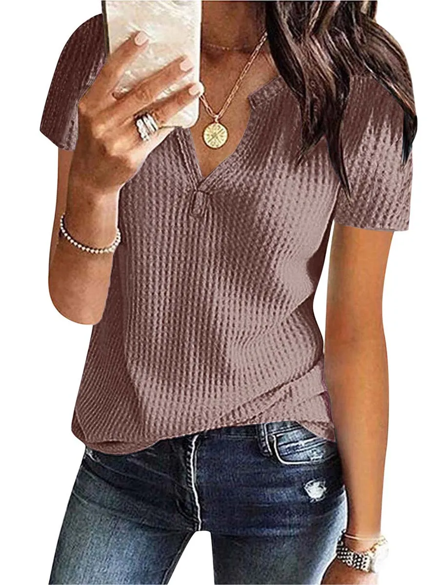 Stunncal V-Neck Solid Color T-Shirt (16 colors)